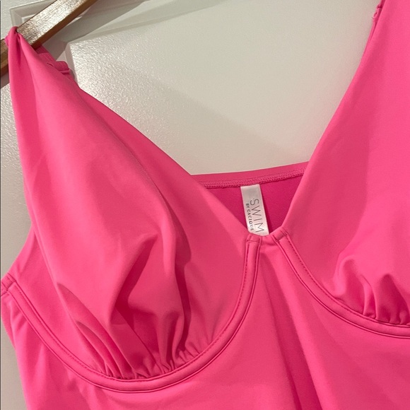 Cacique Pink Ruched Swimsuit tankini top size 42dd nwt - Picture 3 of 7
